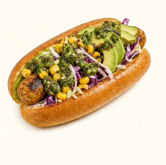 Garden Party with Avocado, Sweet corn, Cabbage, Herb sauce